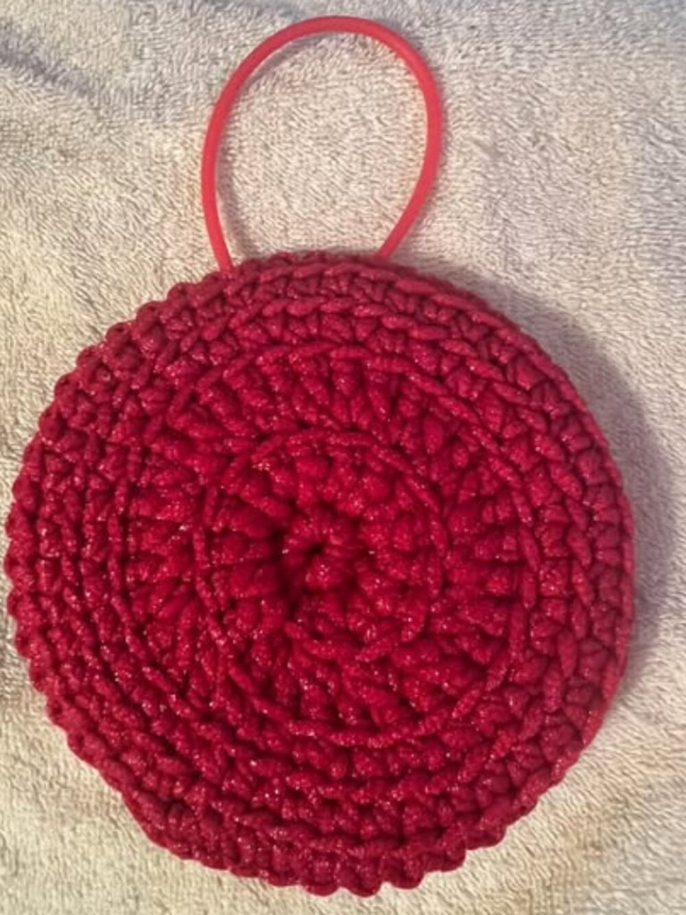 Body Exfoliator - Red - Washable - Made w/Scrubology Yarn (Designed for dishes b